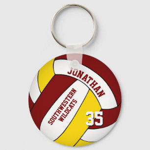 Porte-clés marron jaune personnalisé volley-ball des garçons