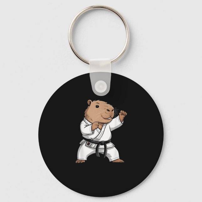 Porte-clés Martial Arts Capybara Funny Karate Taekwondo Jiu J (Recto)