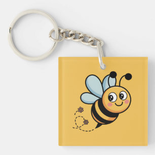 Porte-clés Mascotte abeille enfantine avec piste en pointillé