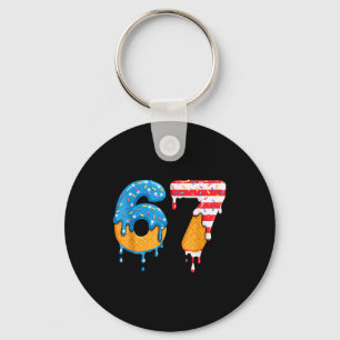 Porte-clés Mason 67 Glace Dégoulinante Mème Six Sept Drapeau 