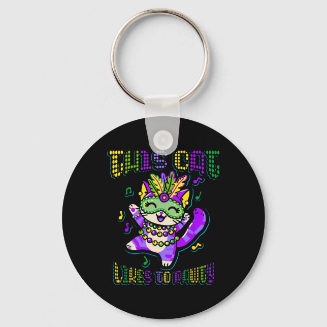 Porte-clés Masque Mardi Vêtements Costumes Mardi Gras Chat (Recto)