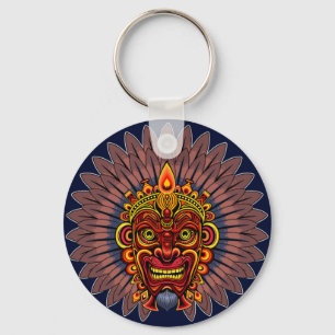 Porte-clés Masque rituel du roi guerrier tribal