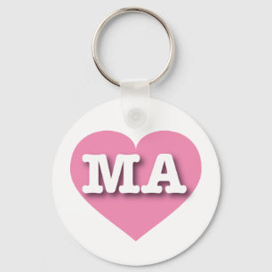 Porte-clés Massachusetts Coeur rose - J'aime MA