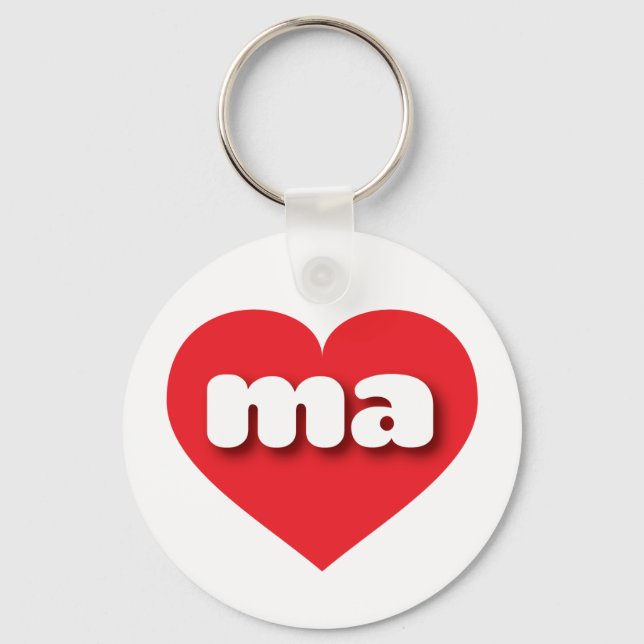 Porte-clés Massachusetts Coeur rouge - J'aime MA (Recto)