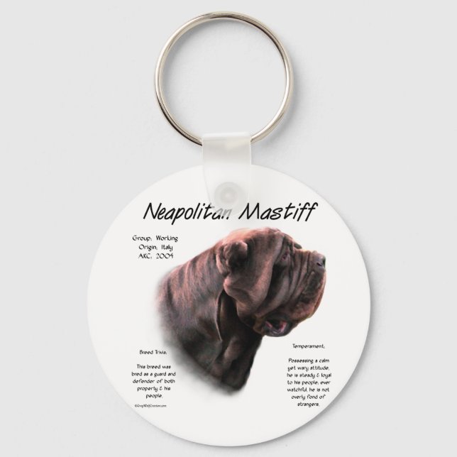 Porte-clés Mastiff napolitain (acajou) (Recto)