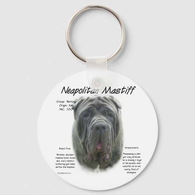 Porte-clés Mastiff napolitain (gris) (Recto)