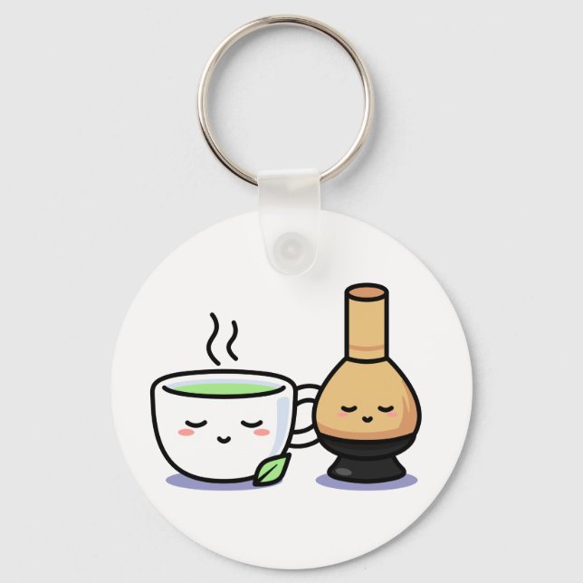 Porte-clés Matcha Cup Whisk Japonais Green Tea Cartoon (Recto)