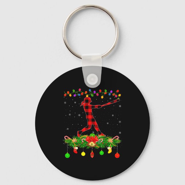 Porte-clés Matching Buffalo Plaid Softball Srts Christmas Paj (Recto)