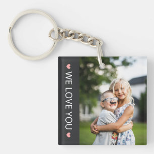 Porte-clés Matte Black & Pink We Love You Photo