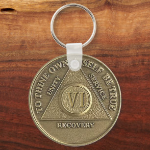 Porte-clés Médaille de Sobriété 6 Ans NOM PERSONNALISÉ