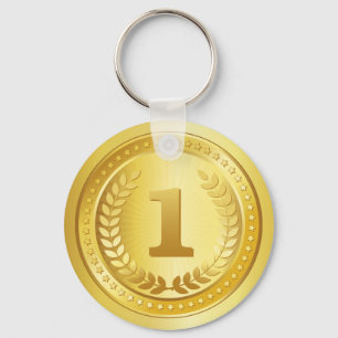 Porte-clés Médaille d'or 1ère place bouton gagnant