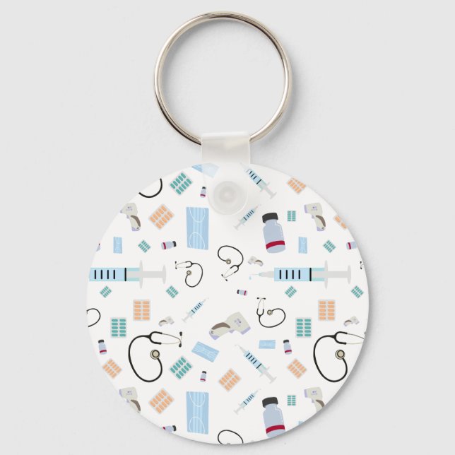 Porte-clés Médecin de santé Motif Fournitures Médicales (Recto)