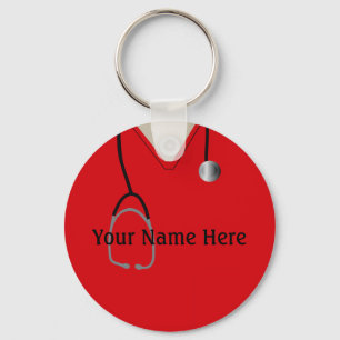 Porte-clés Médicale Scrubs Infirmière Docteur Bouton rouge Po
