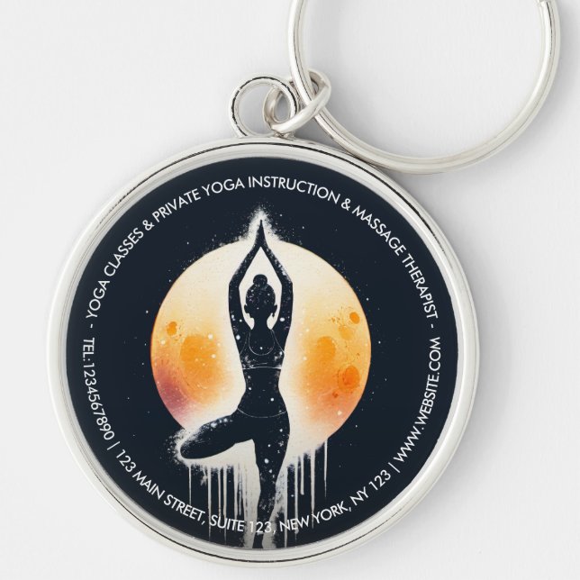 Porte-clés Méditation Yoga Instructeur Arbre Pose Pleine lune (Devant)