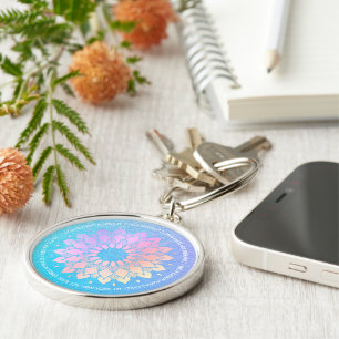 Porte-clés Méditation Yoga Instructeur Rose Gold Foil Mandala