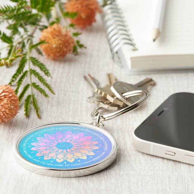 Porte-clés Méditation Yoga Instructeur Rose Gold Foil Mandala (Côté)