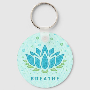 Porte-clés Méditation Yoga Lotus Fleur Zen Modèle de texte