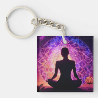 Porte-clés Méditer Porte - clé de silhouette - Mandala spirit
