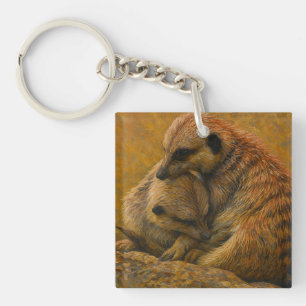 Porte-clés Meerkat Cuddle - Peinture faunique tonique Terre
