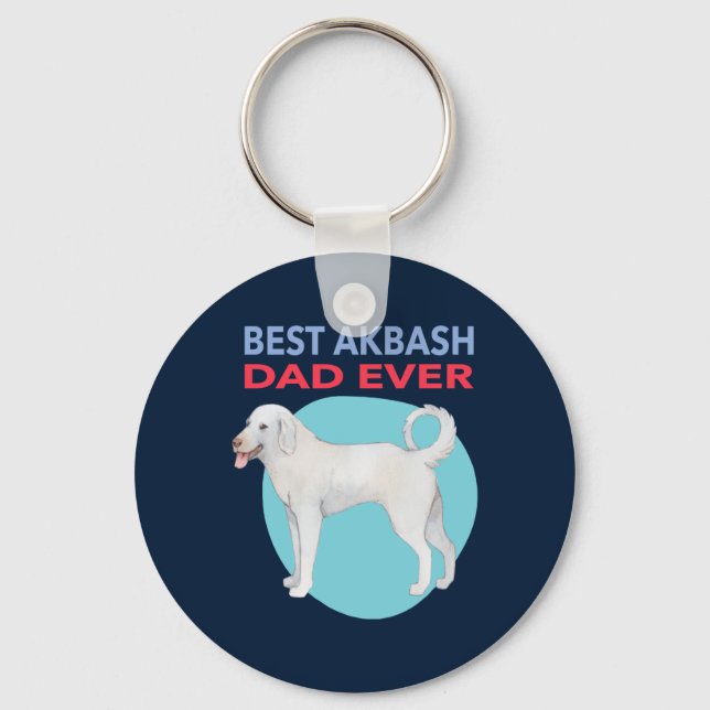Porte-clés Meilleur Akbash Papa Jamais Aquarelle Chiens (Recto)