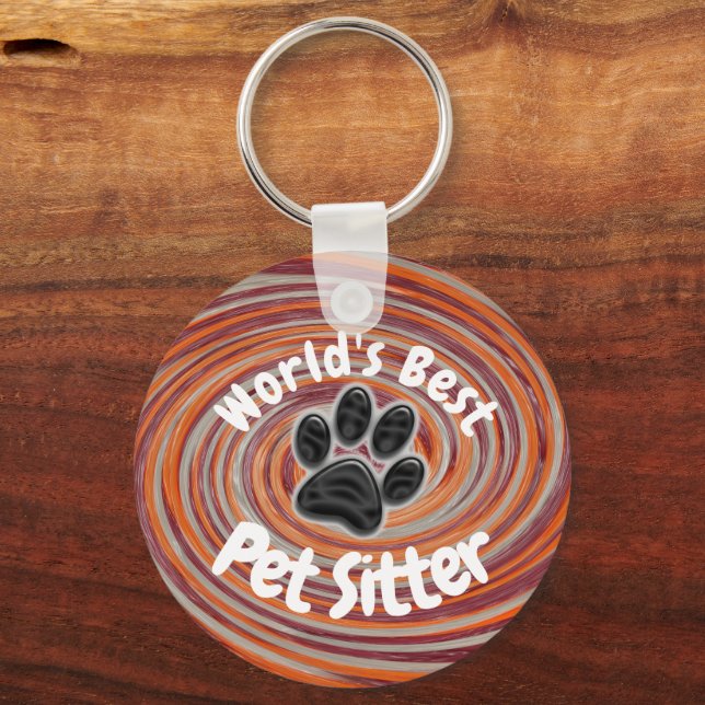 Porte-clés Meilleur Animaux de compagnie Sitter Empreinte de  (Recto)