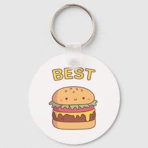 Porte-clés Meilleur Burger Kawaii Doodle Meilleur Ami