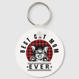 Porte-clés Meilleur Chat Maman Jamais Buffalo Plaid