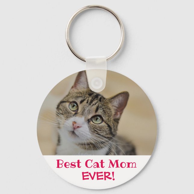 Porte-clés Meilleur Chat Maman Jamais Photo (Recto)
