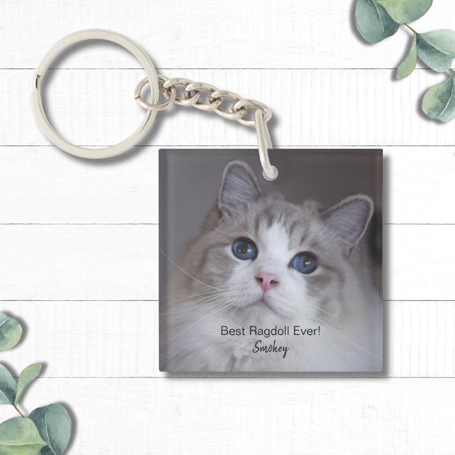 Porte-clés Meilleur chat Ragdoll Personnalisé Jamais Pet Phot (Personalize with your own photo (if required), plus cat name and other text )