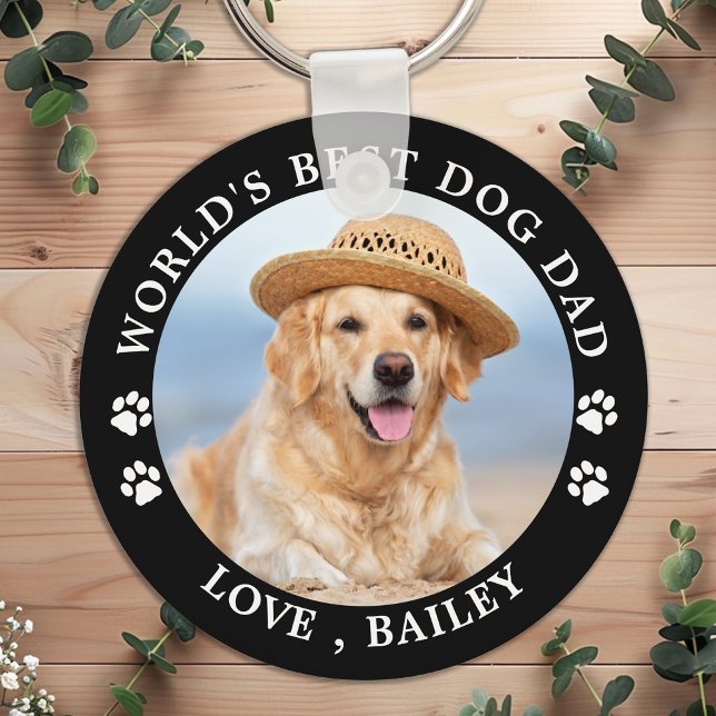 Porte-clés Meilleur Chien Papa Personnalisé Cute Photo Animau (Créateur téléchargé)
