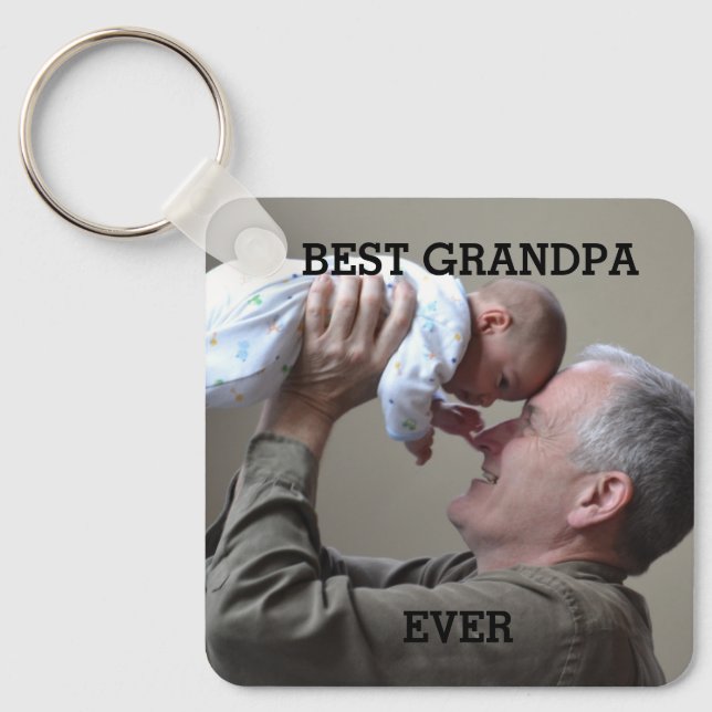 Porte-clés Meilleur Grand-Père Jamais Photo Personnalisée Cré (Recto)