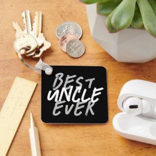 Porte-clés Meilleur Oncle Moderne Blanc et Gris Grunge
