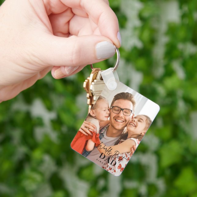 Porte-clés Meilleur papa du monde depuis 20XX Photo moderne (main)