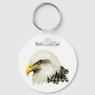 Porte-clés Meilleur papa du monde, j'aime l'aigle chauve, l'o