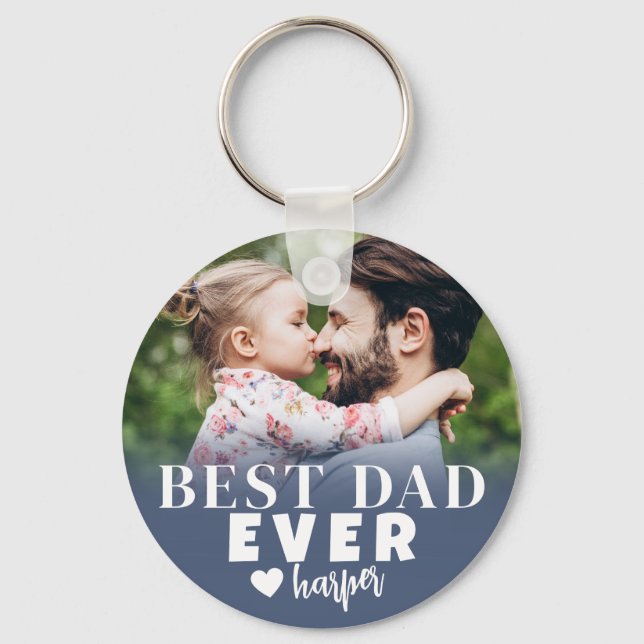 Porte-clés Meilleur Papa du Monde Photo Personnalisée (Recto)