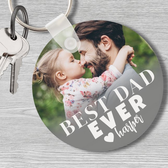 Porte-clés Meilleur Papa du Monde Photo Personnalisée (Personalized Best Dad Ever Photo keychain)