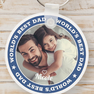 Porte-clés Meilleur papa du monde Photo personnalisée moderne