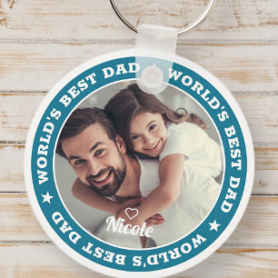 Porte-clés Meilleur papa du monde Photo personnalisée moderne