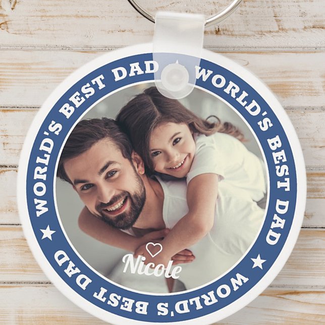 Porte-clés Meilleur papa du monde Photo personnalisée moderne (Créateur téléchargé)