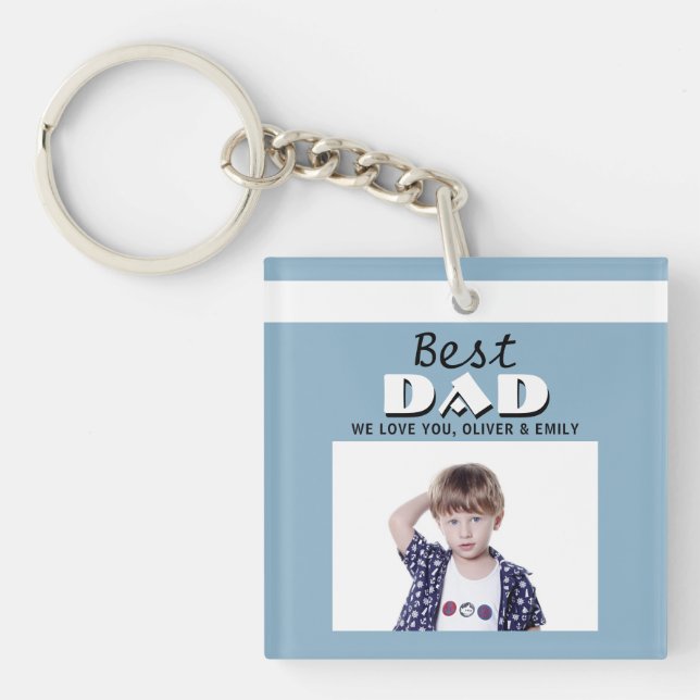 Porte-clés Meilleur papa Dusty Photo Bleue Fête des Pères (Devant)