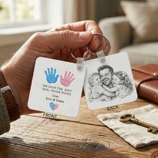 Porte-clés Meilleur Papa Haut La Main Impression De Mains Aqu