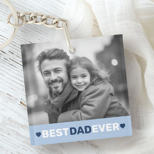 Porte-clés Meilleur papa jamais coeur photo bleu fête des pèr