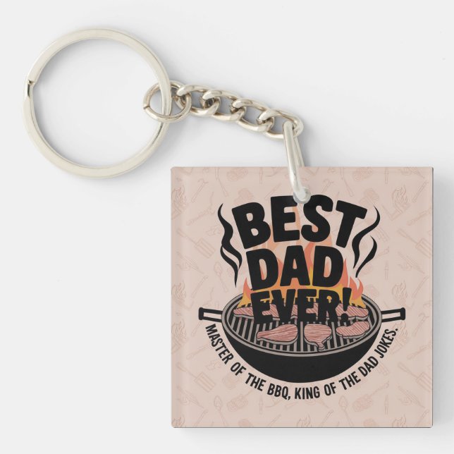 Porte-clés Meilleur papa jamais design barbecue - King of the (Devant)