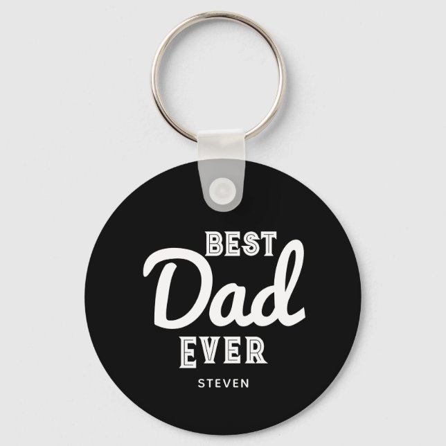 Porte-clés Meilleur papa Jamais Moderne Noir Blanc Personnali (Recto)