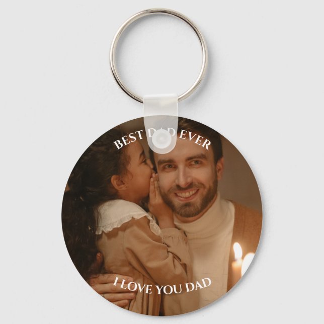 Porte-clés Meilleur papa Jamais Photo personnalisée Je t'aime (Recto)