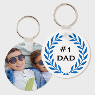Porte-clés Meilleur papa Laurel Wreath Photo personnalisée bl
