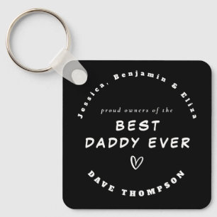 Porte-clés Meilleur papa Noms Personnalisés Noir Blanc Porte 