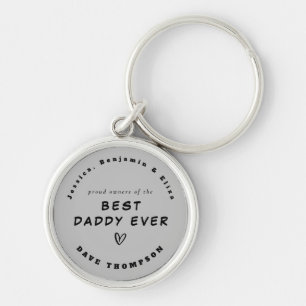 Porte-clés Meilleur papa Noms Personnalisés Noir gris