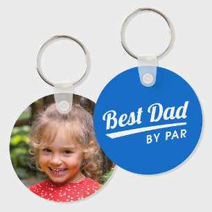 Porte-clés Meilleur Papa Par Photo Personnalisée Bleu Golf