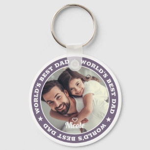 Porte-clés Meilleur papa photo personnalisée moderne